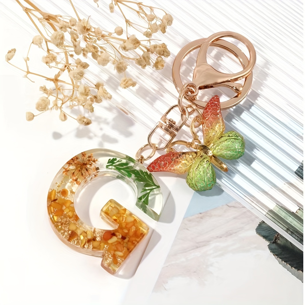 Colorful Capital Letter G Butterfly Resin Keychain Pendant For Men Temu