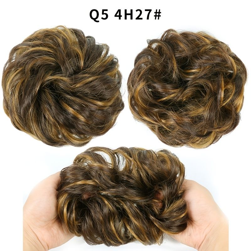 Messy Chignon Hair Extensions Curly Wavy Mixed Blonde Ash Blonde Synthetic Messy  Hair Bun Extensions For Women Girls - Beauty & Personal Care - Temu