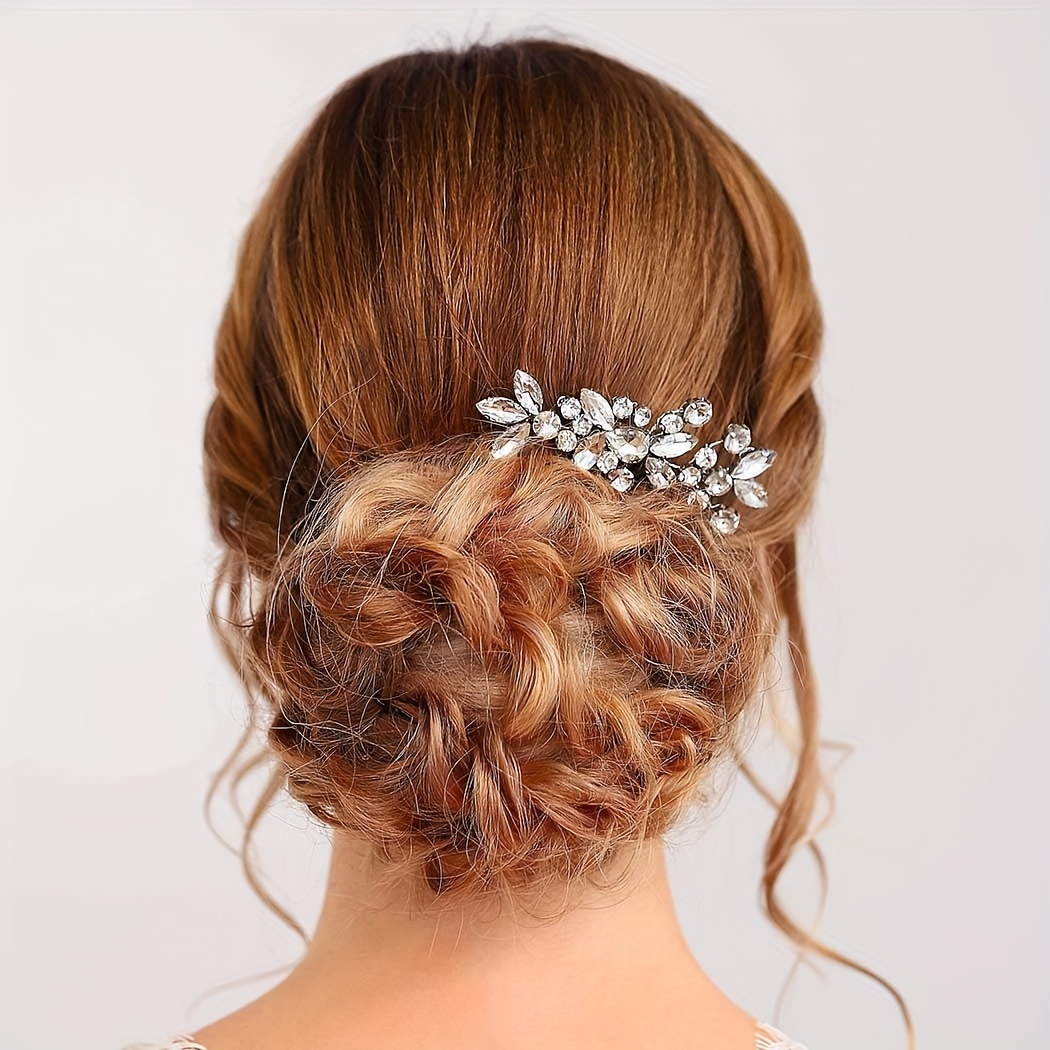 

1pcs Crystal Rhinestone Decor Hair Side Comb Headdress Elegant Bridal Hairpiece Wedding Party Banquet Hair Accessories