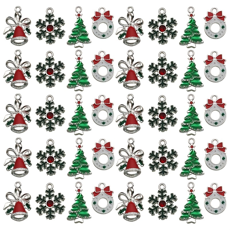 19/20Pcs Mixed Metal Enamel Charms Christmas Pendants Ornaments