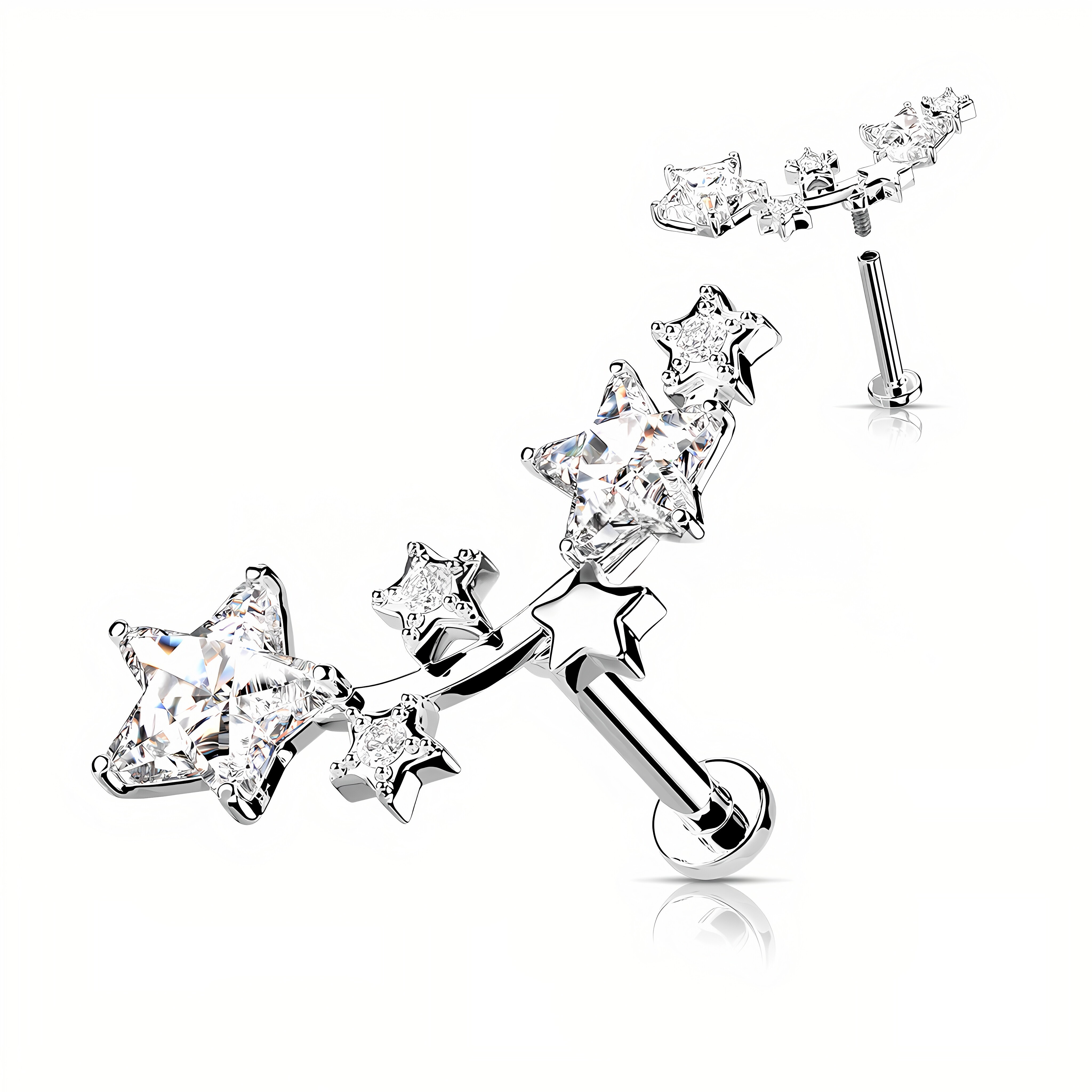 1pc Cartilage And Lip Piercings With Cubic Zirconia | Minimalist Piercing | Daily And Dating Gift