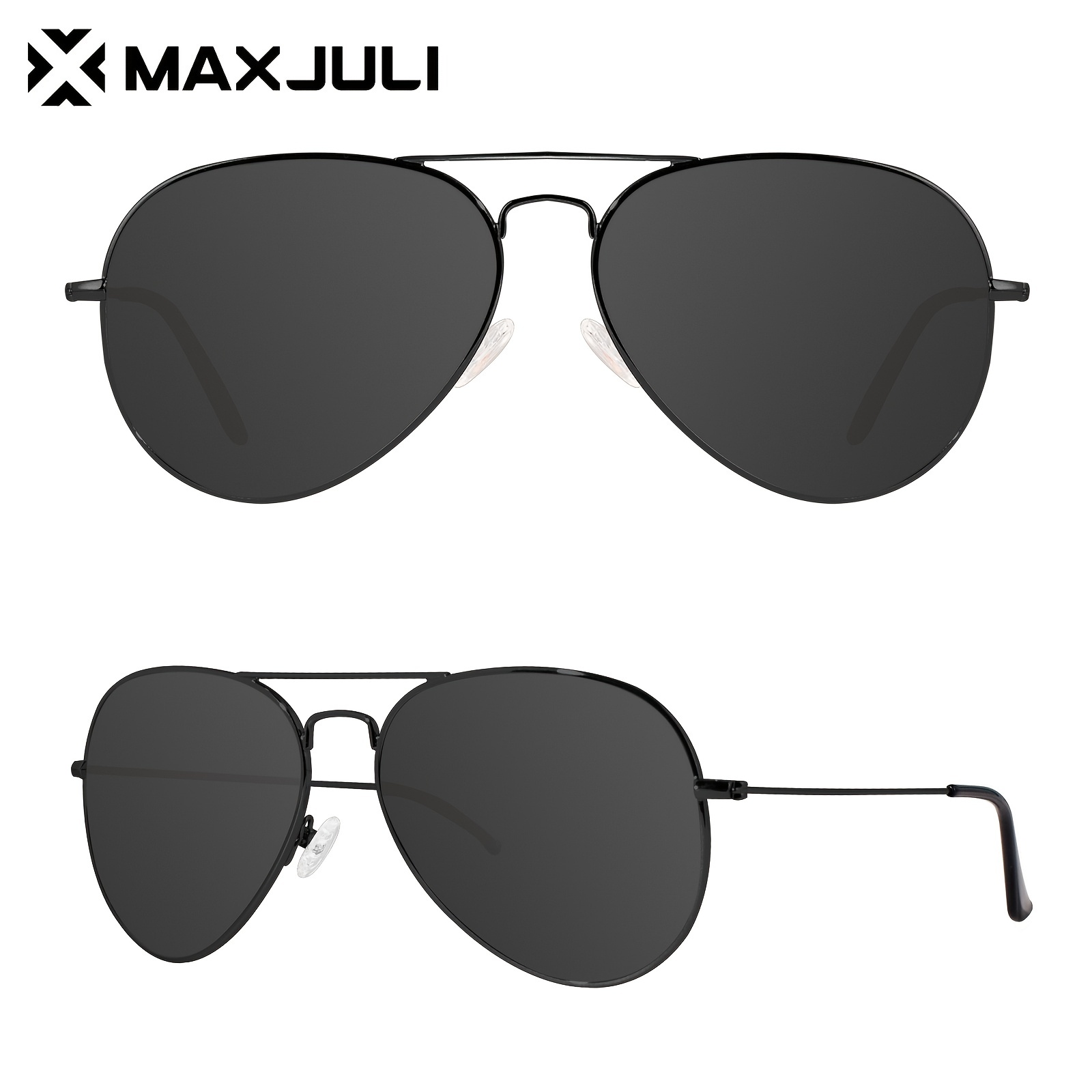 MAXJULI Polarized Sunglasses, Aviator XL Sunglasses for Big Heads Men Women, Metal Frame 8810 Large Head Aviator Sunglasses, Oversized Sunglasses