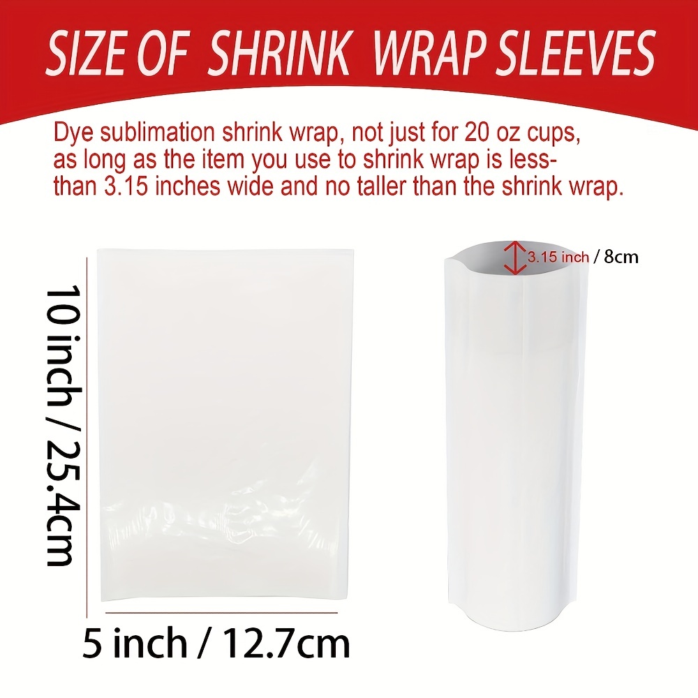 Shrink Wrap for Sublimation Tumblers 5x10 Inch 100PCS,Heat Transfer Shrink  Film Bags for Mugs,Cups,Sublimation Shrink Wrap Sleeves