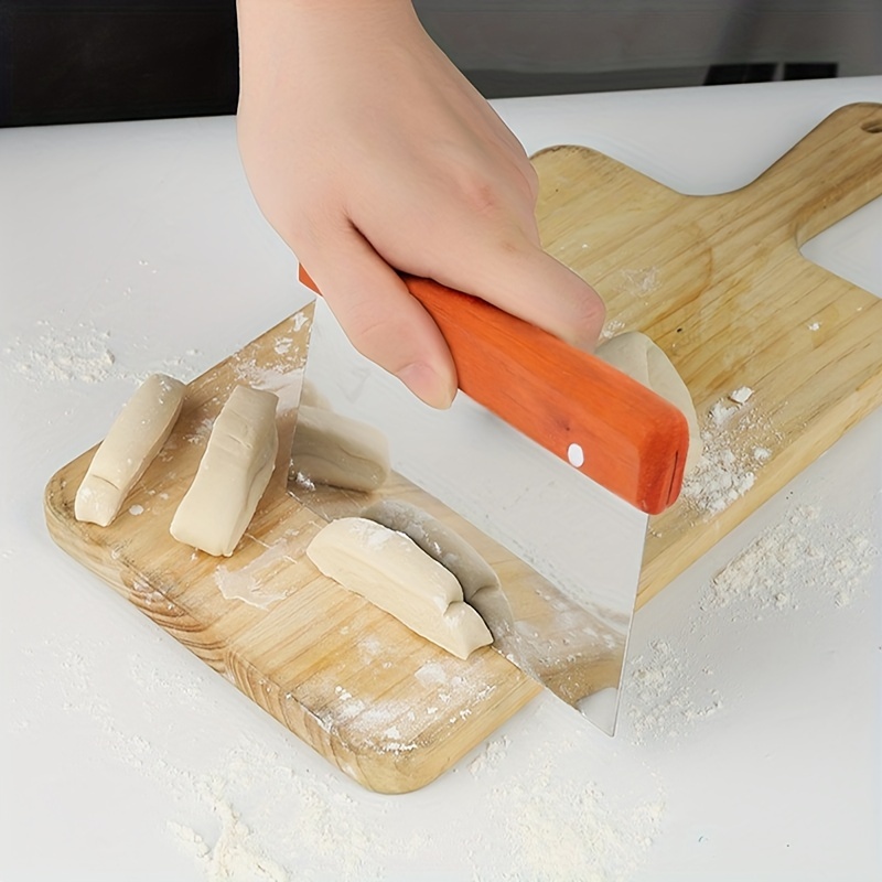 1pc Stainless Steel Dough Cutter With Wooden Handle, Scale Scraper, Noodle  And Pastry Cutting, Baking Tool