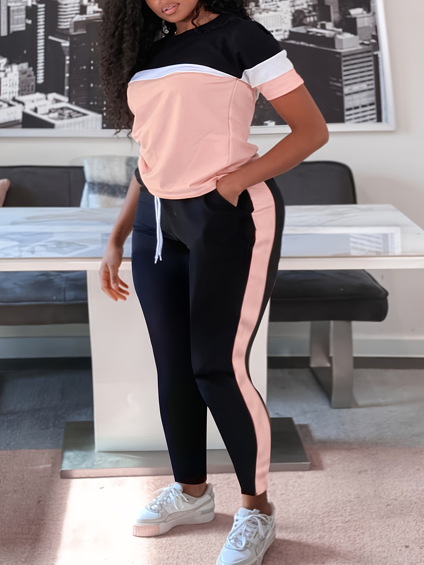 Colorblock Top & Pants Set