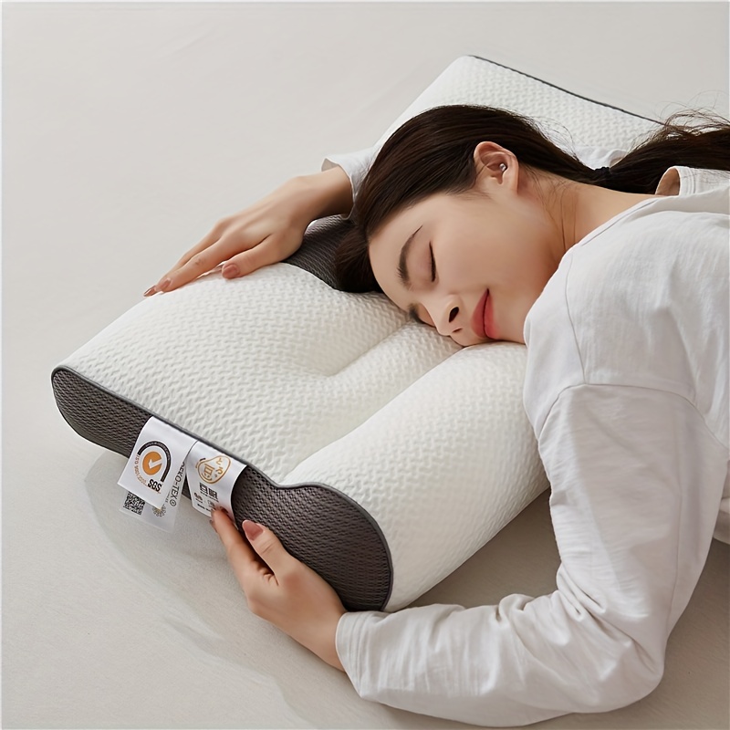 ergonomic 4d cervical support pillow anti snore   washable for   ideal for dorms home use blue details 2