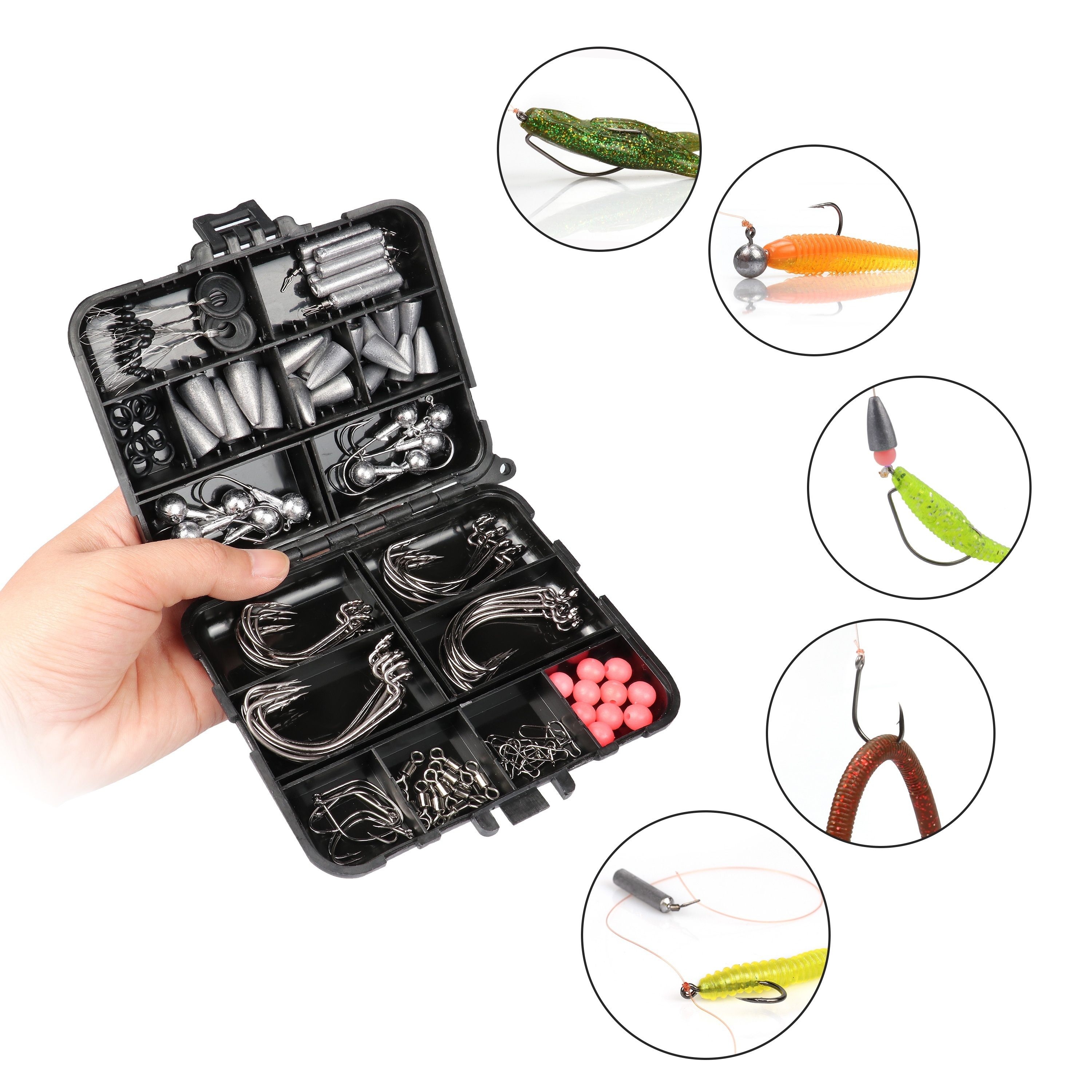 Complete Fishing Tackle Kit Tackle Box Includes Hooks - Temu