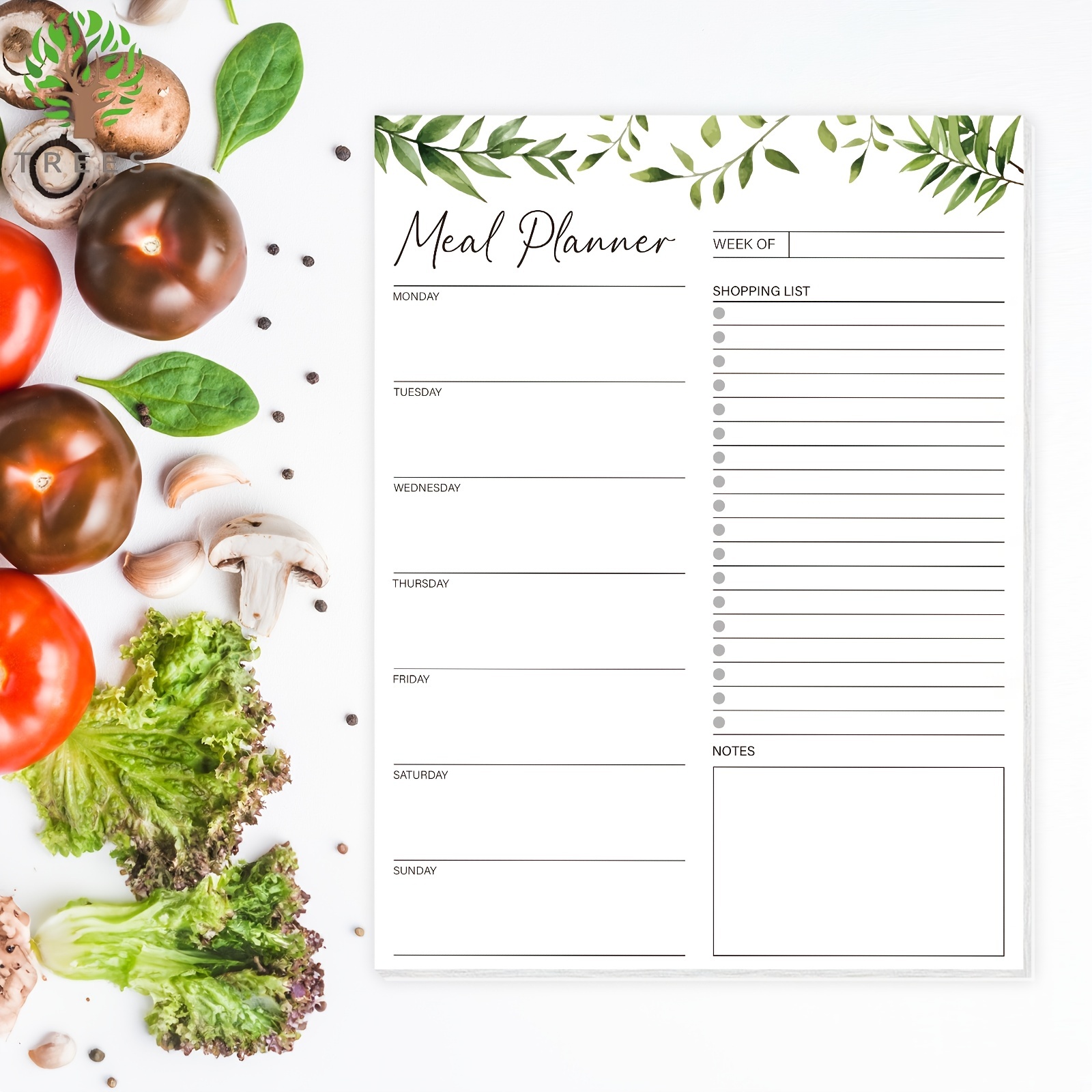 

Trees Magnetic Weekly Meal Planner Notepad For Fridge 52 Undated Tear-off Sheets 8.5"*6.5" Meal Planning Pad Notebook With Shopping List For Kitchen