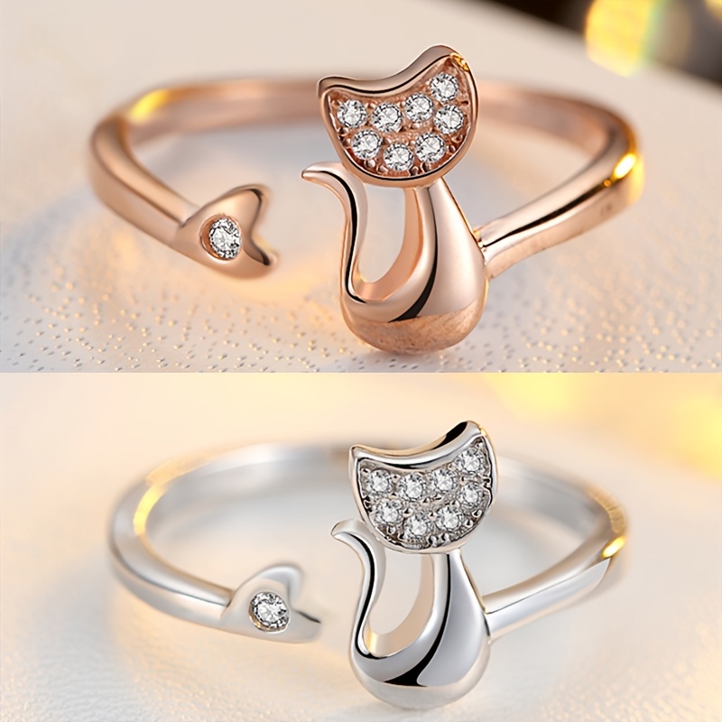 Cat Kitten Open Ring, 18K Plated