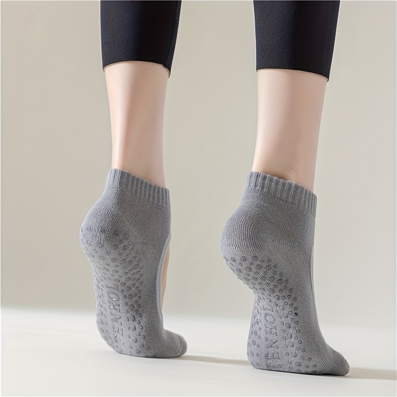 Solid Color Non Slip Yoga Socks Backless Shock Absorption - Temu