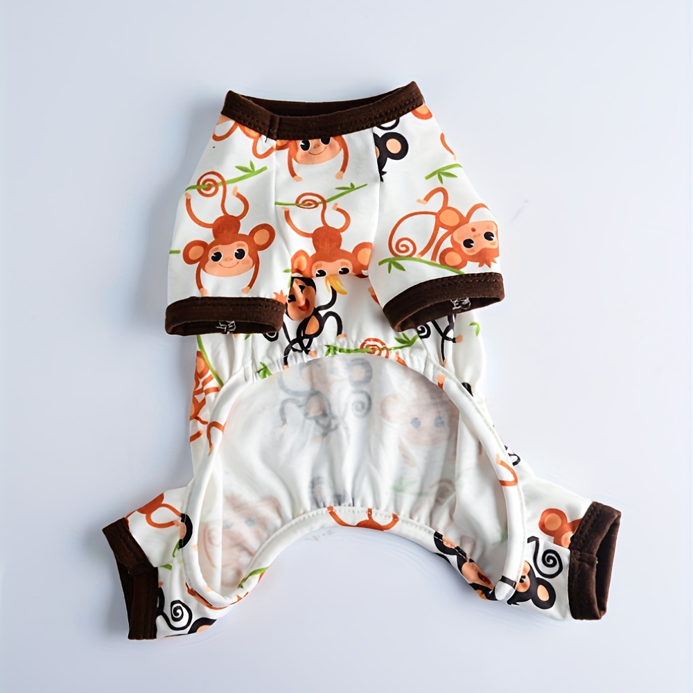 Monkey Print Dog Clothes 4 Leg Dog Pajamas Cute Tiny Dog Clothes Outfit