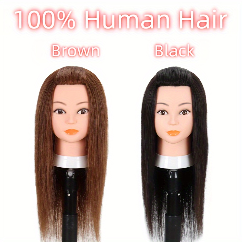 Mannequin Head With 100% Human Hair, Real Hair Cosmetology Mannequin Head  Hair Styling Hairdressing Practice