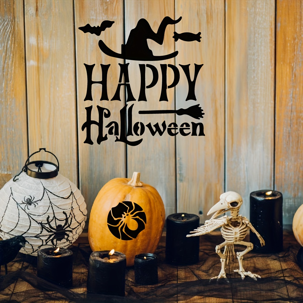 Lot De 9 Pochoirs Halloween Réutilisables 15x15 Cm - Motifs Variés Pour Peinture Sur Bois, Mur, Tissu
