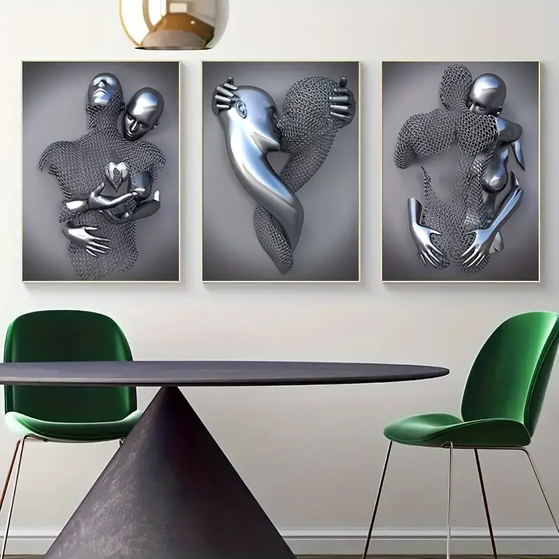 3pcs frameless metal figure statue art canvas painting romantic abstract posters and prints wall pictures modern living room christmas gifts no frame details 1
