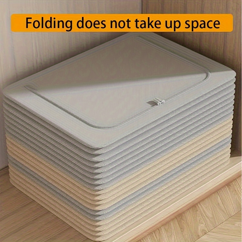 1pc zippered clothes storage box with handles metal frame large capacity basket for clothes blankets quilts toys household wardrobe organizer space saving organizer of closet bedroom home dorm bedroom accessories details 6