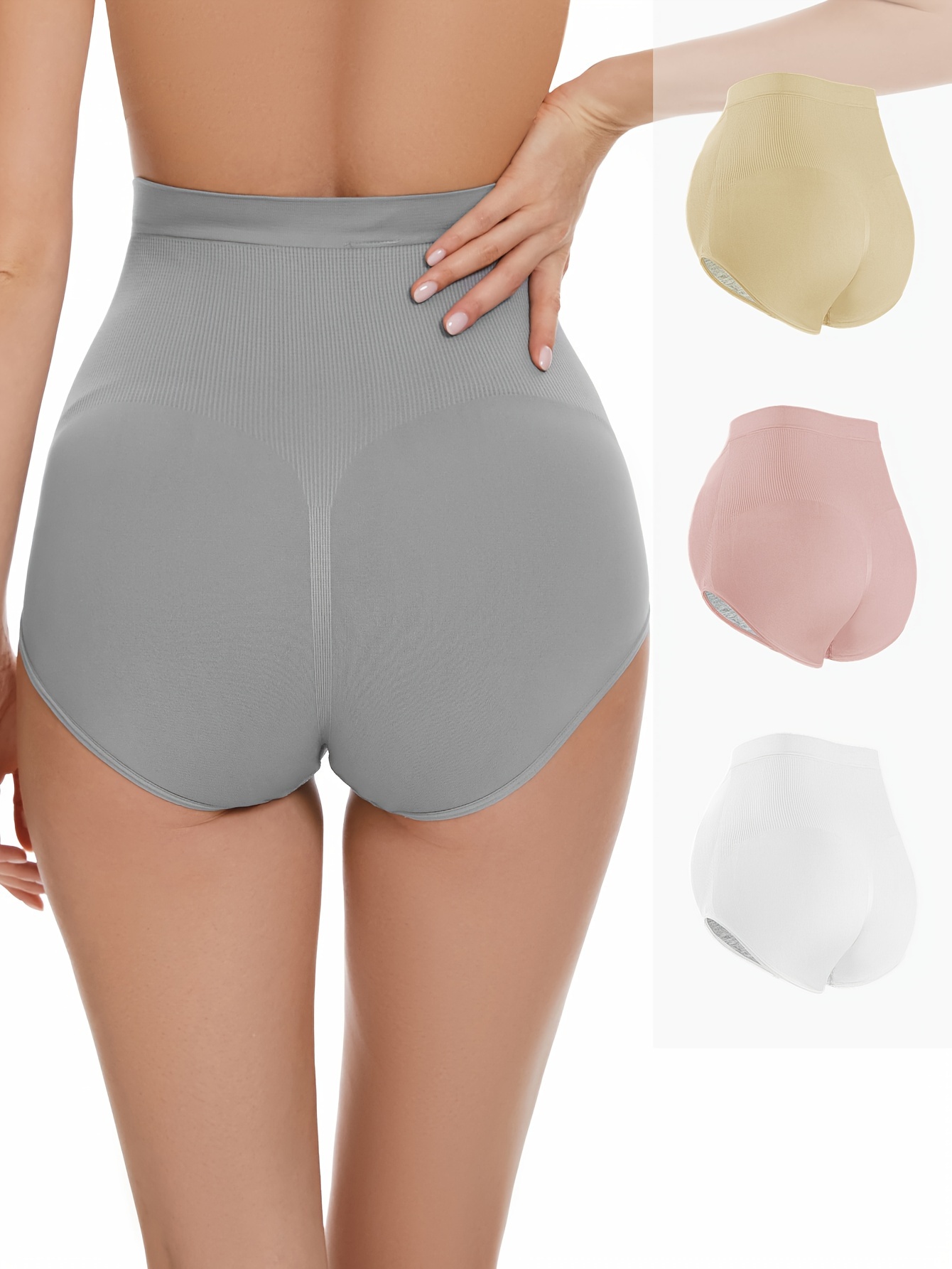 3pcs Solid Pregnant Panties, Cotton Breathable Plus Size Low Waist Underwear