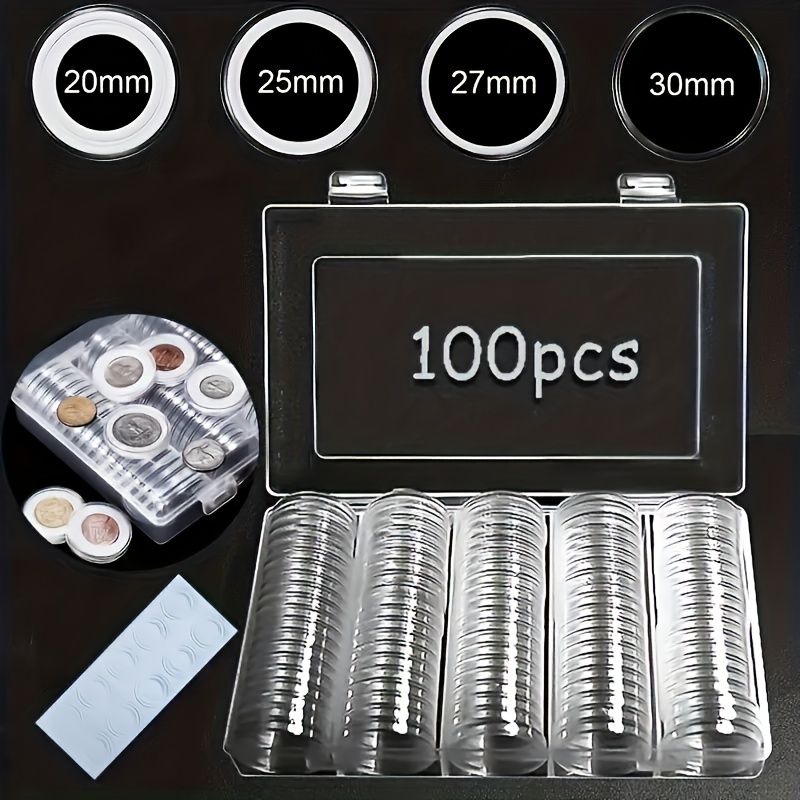 

20/25/27/30mm 100pcs Commemorative Coin Box Coin Collection Box Display Cabinet Storage Box With Inner Pad For Collection