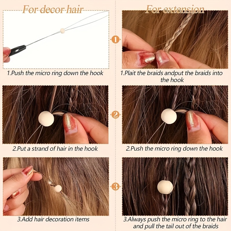Hair Extension Loop Needle Threader Pulling Hook Needle Bead