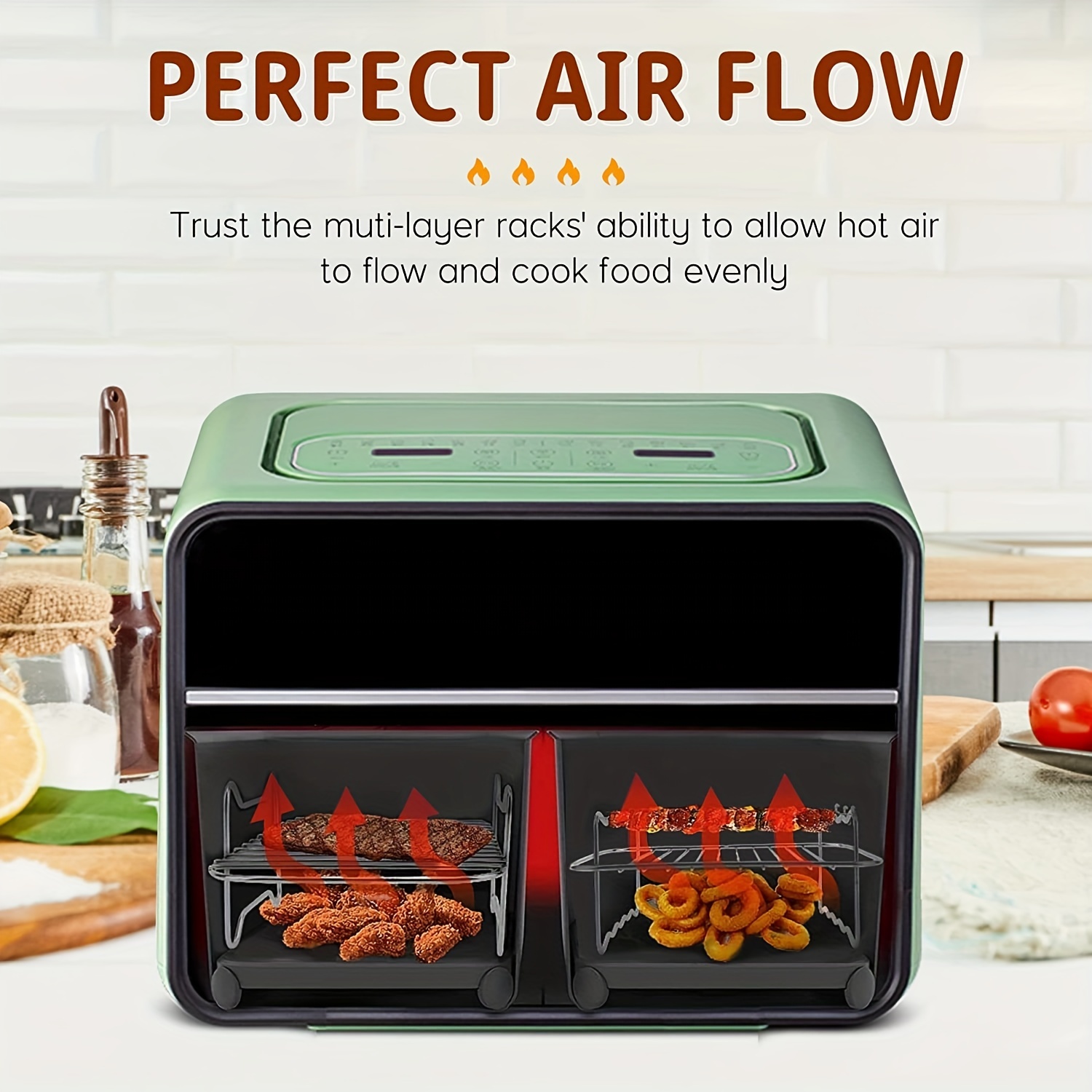 Air Fryer Accessories Kit - Perfect For Ninja Dual&tower Air Fryer,  Includes 2 Reusable Liners, 2 Racks, 4 Skewers, Silicone Gloves & Brush! -  Temu