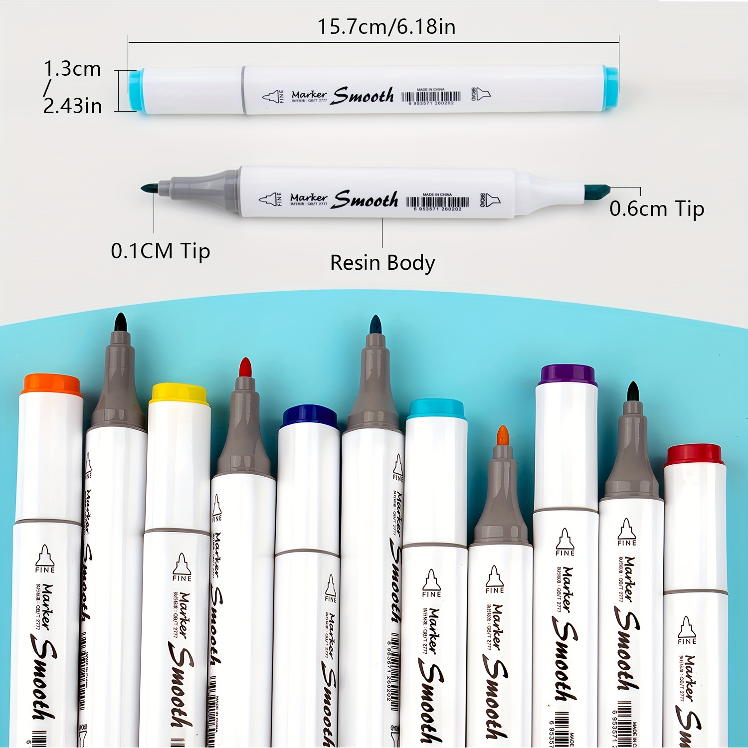 12 Colors Double-end Markers Pen Premium Refillable Dual Tip