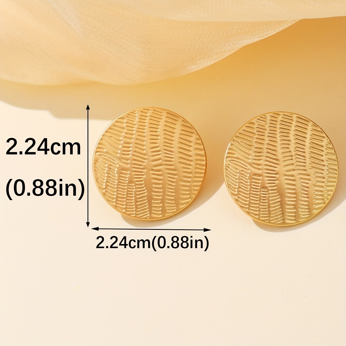 Warm Golden Ear Clips with Threaded Round Ear Studs for Women