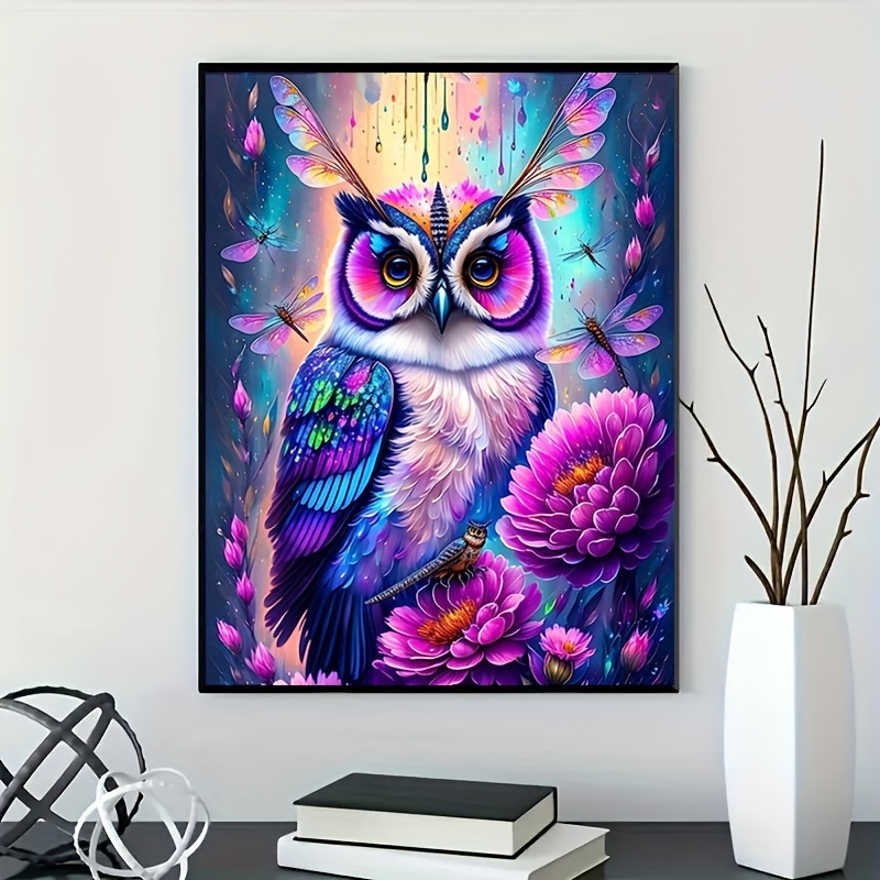 

1pc 5d Diy Artificial Full Round Diamonds Painting Set For Adults Beginners, Owl Pattern Diamonds Art For Home Wall Decoration And Gift 30*40cm/11.81*15.75in