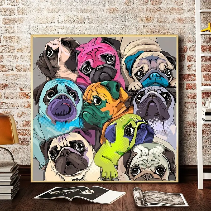 A Group Of Cute Dog Diamond Painting Kit Full Diamond, Diamond Painting Kit,  Digital 5d Drilling Jewelry Paint For Adults, With Diamond Art Painting Kit,  Perfect For Home Decor And Room Wall