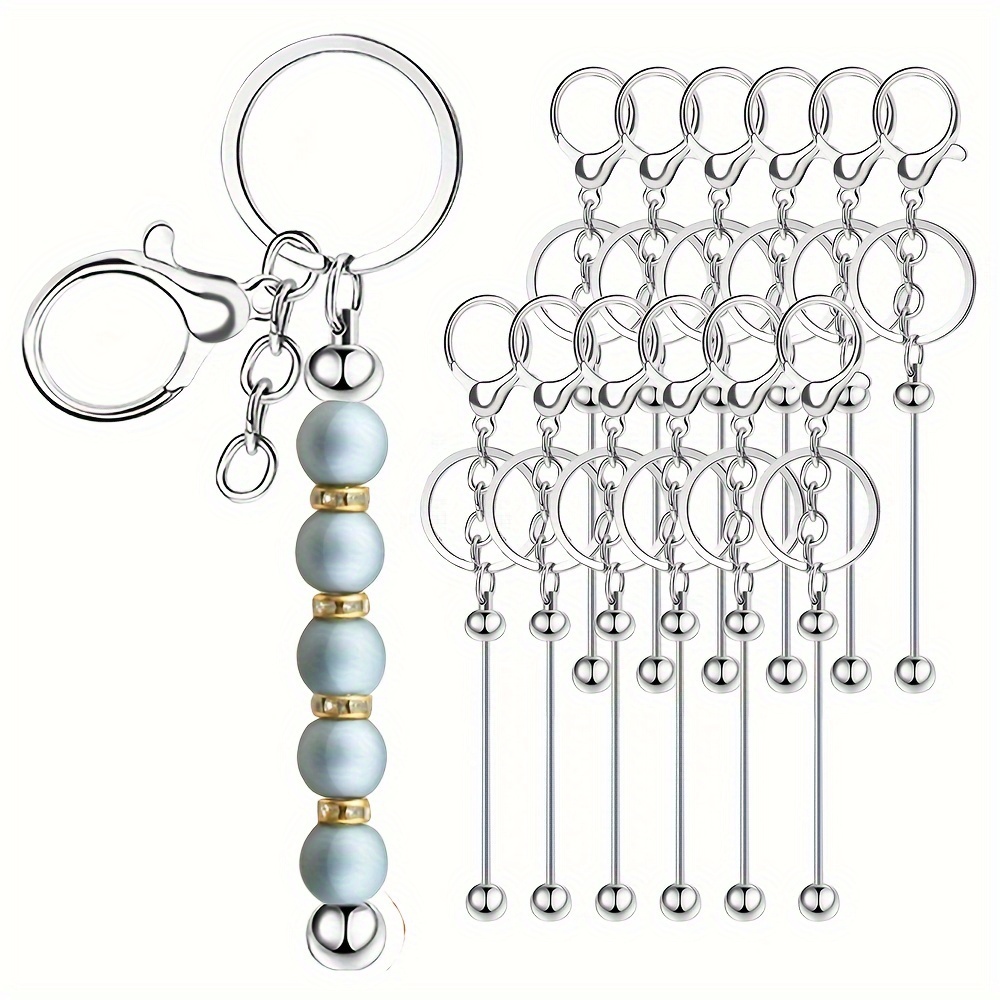 6Pcs Beadable Keychain Bar, Metal Bead Keychain Removable Beadable Keychain  Bars Bulk DIY Keychain Bars Charms, Blanks Keychain Bars Keychain Making