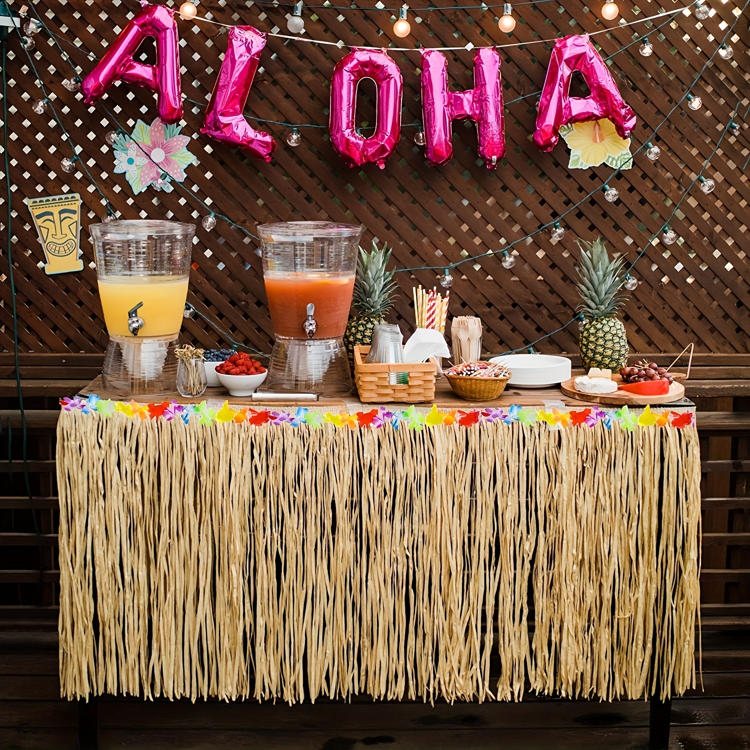 Luau Party Decorations, Hawaiian Beach Birthday Party, Tropical Aloha Party  Supplies, Summer Beach Decor include Banner, Table Skirt, Table Covers