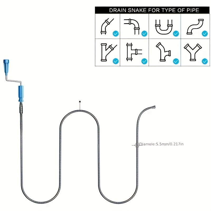 180cm Sewer Dredge Tools Drain Snake Spring Tube Dredging Floor
