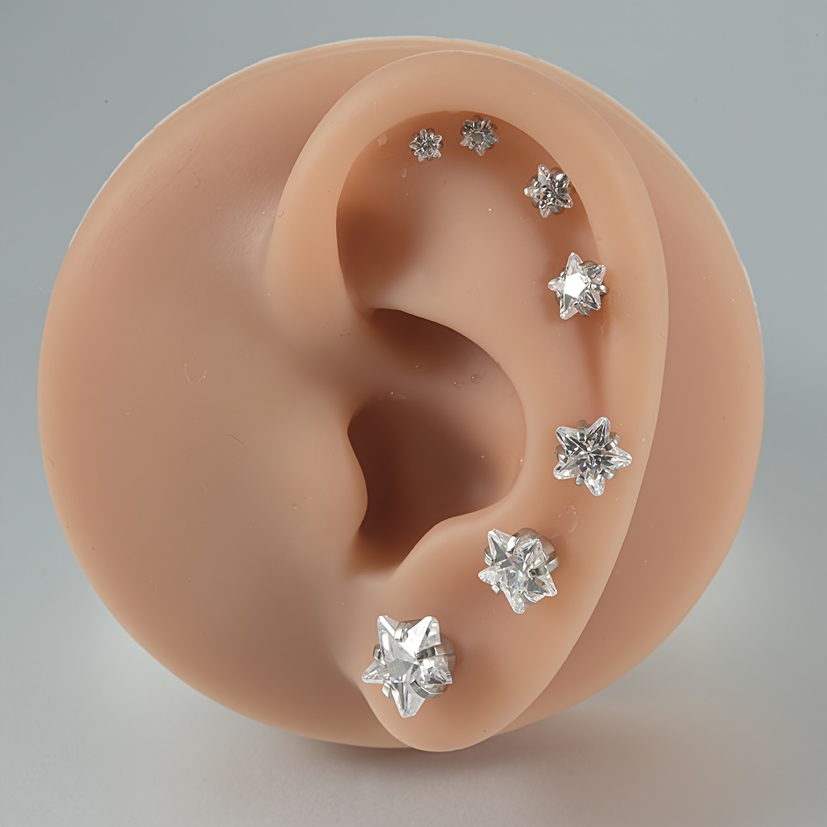 Clow Clear Zircon Ear Stud Stainless Steel Circle star heart - Temu