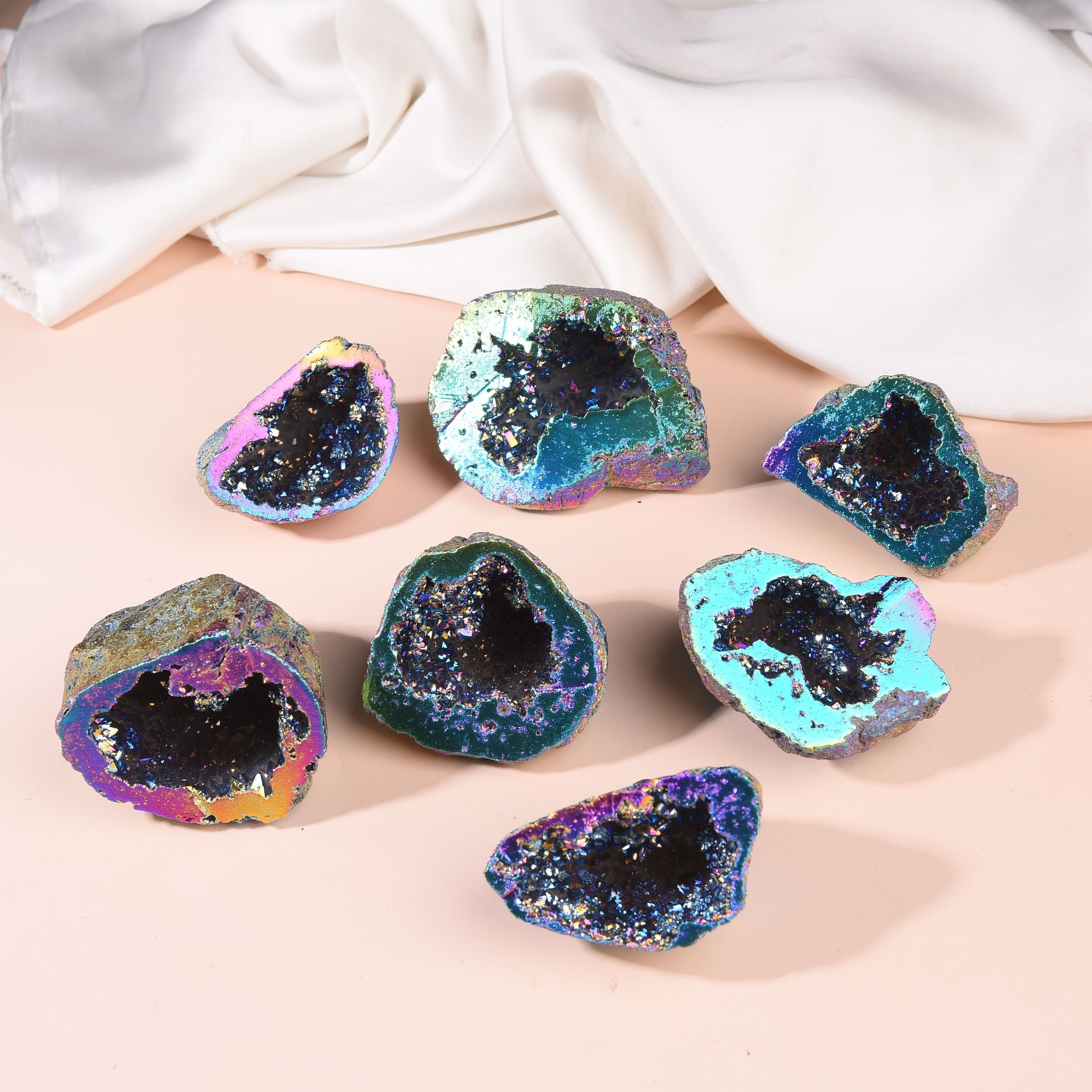 Plating Crystal Geode Meditation Stones Home Decor Energy - Temu