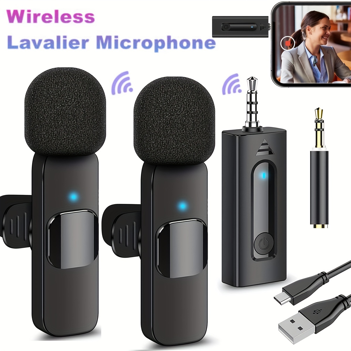 Professional Wireless Lavalier Lapel Microphone Plug Play - Temu