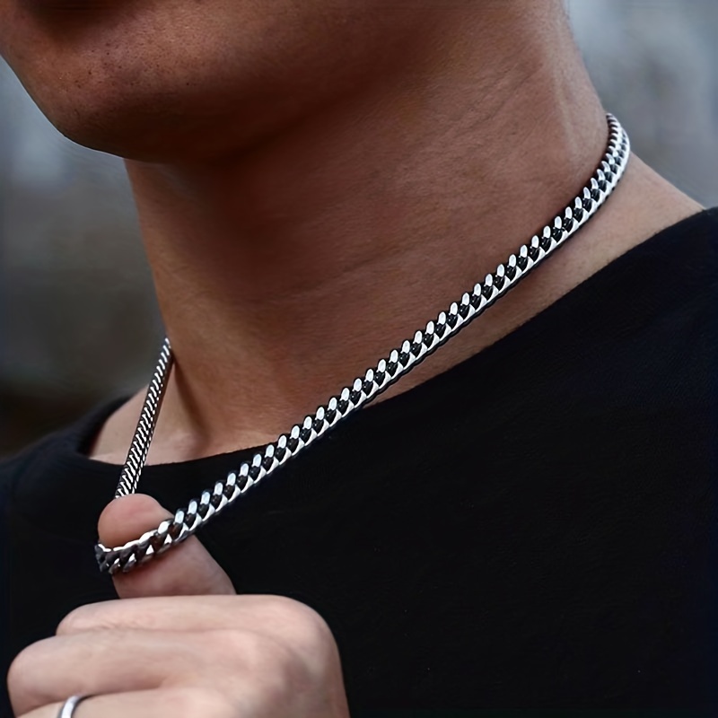 Cadenas Collar De Titanium Acero Inoxidable Para Hombre Cadena De Perla 3  Piezas