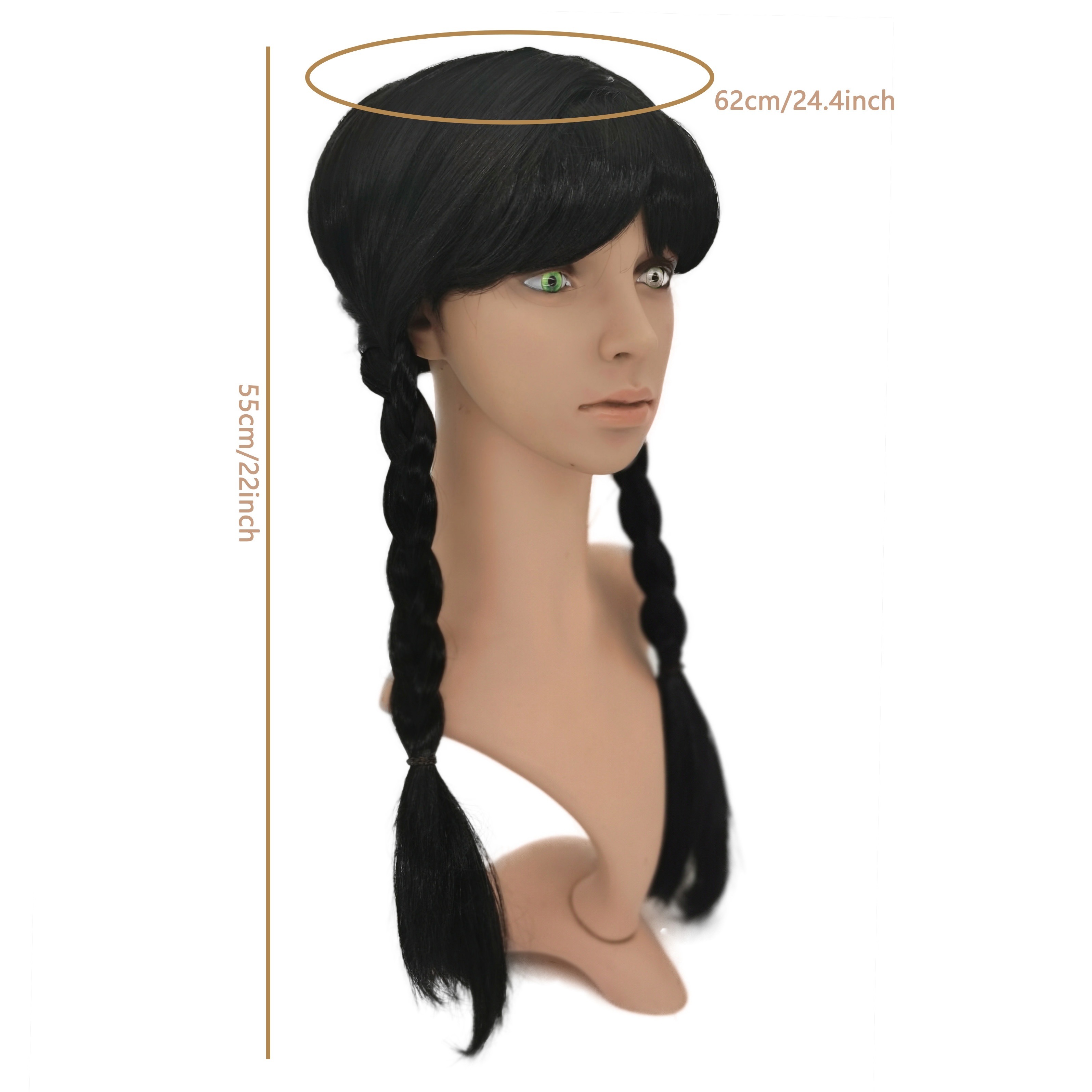 Costume Wigs Long Wig With Bangs 2 Braided Pigtails Synthetic Wig Cosplay Wig For Halloween Cosplay Party