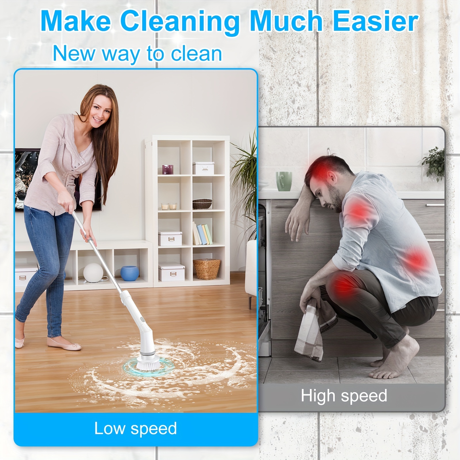 Rechargeable Electric Spin Scrubber High-Speed Cleaning Brush with