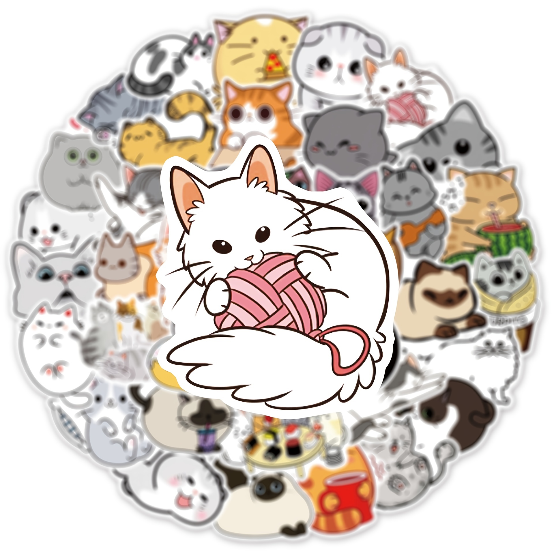 Doodle cute cats printable stickers pack 2. PNG, JPG.