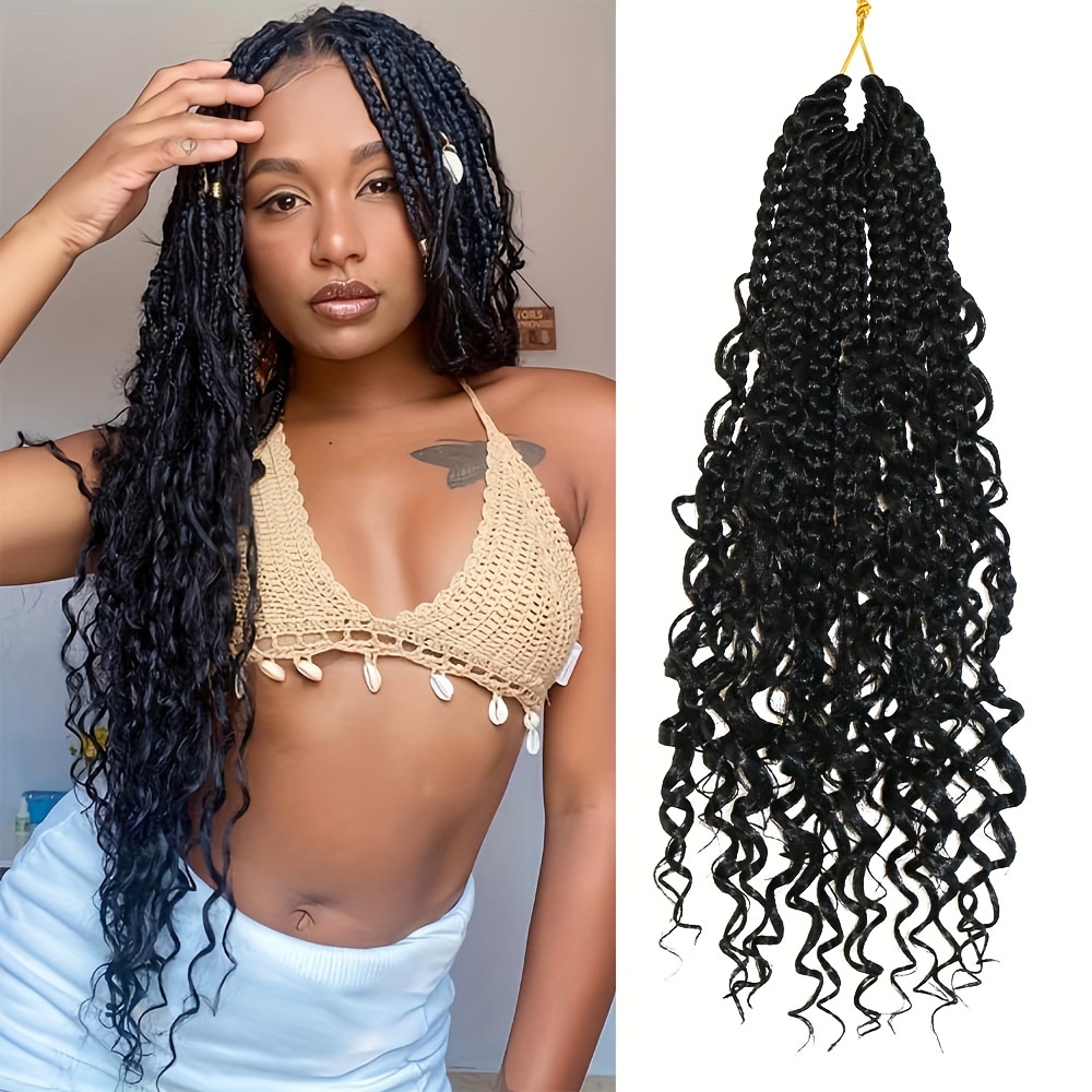 Goddess Box Braids Crochet Hair Curly Ends Synthetic Wavy - Temu Canada