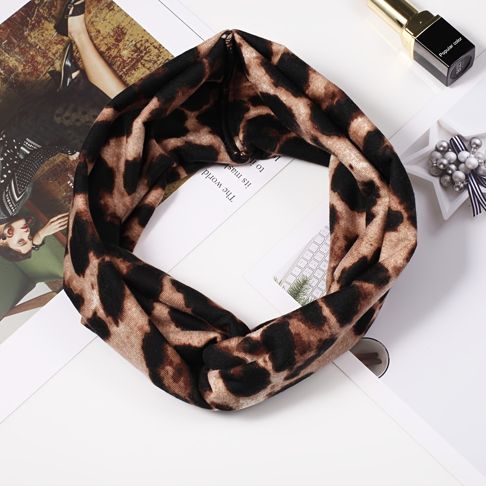 Leopard Print Knot Boho Headbands For Women Wide Sweatbands Hair Accessories