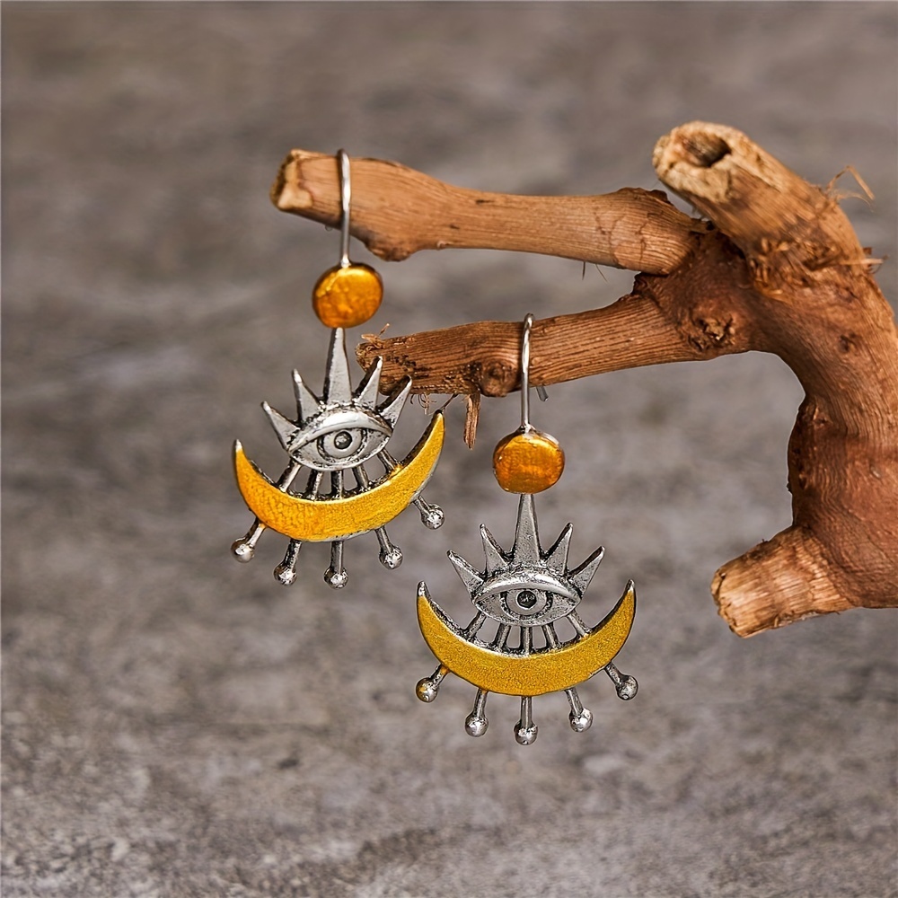 Boho Earrings Celestial Sun and Moon Earrings Crescent Phase