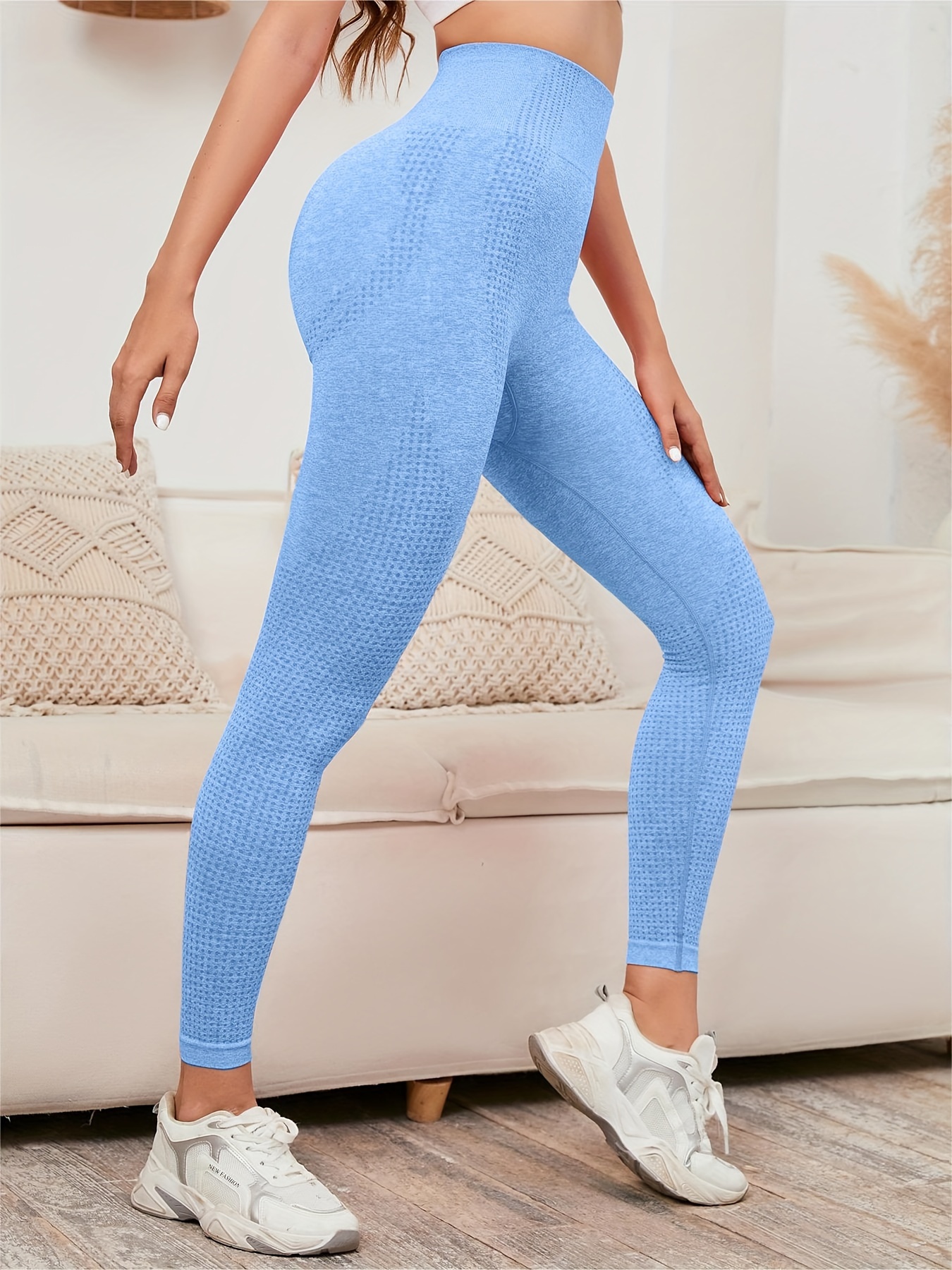 Seamless Contrast Color Butt Lifting Leggings Sports Fitness - Temu