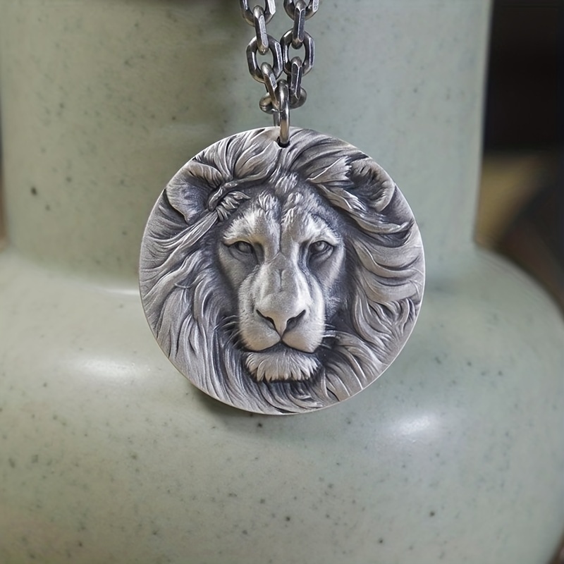 1pc new three dimensional lion head pendant retro animal mens jewelry 3