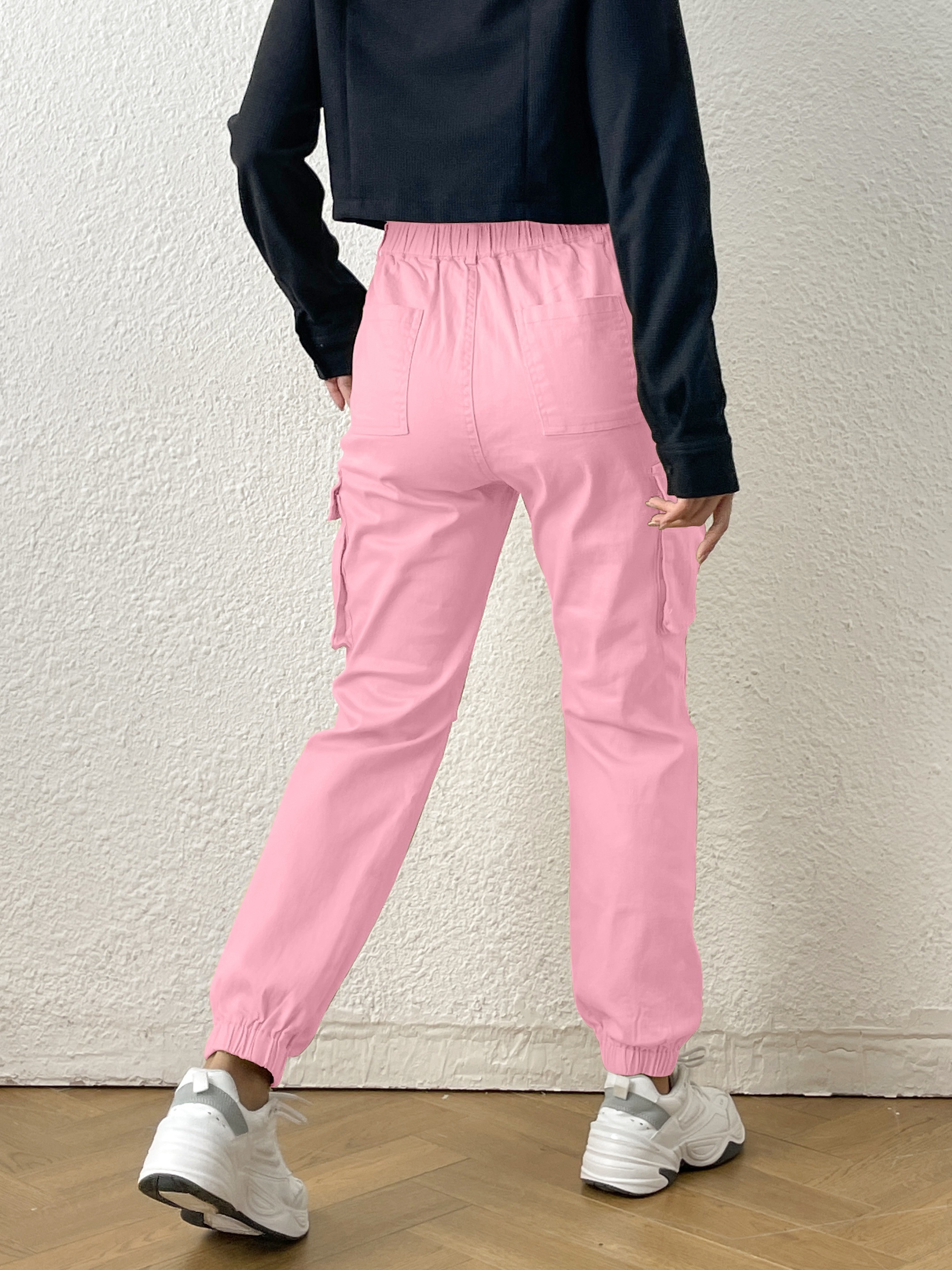 Flap Pockets Fitted Bottom Joggers Casual Sporty Pants For - Temu