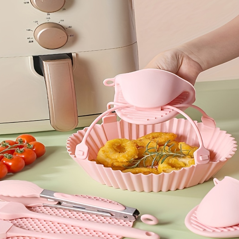 Silicone Air Fryer Baking Pan Foldable Air Fryer Silicone Pot Reusable Food  Safe Air Fryer Oven Basket Replacement Of Parchment Paper Liners Oven  Accessories Air Fryer Accessories Kitchen Stuff Clearance Kitchen  Accessories 