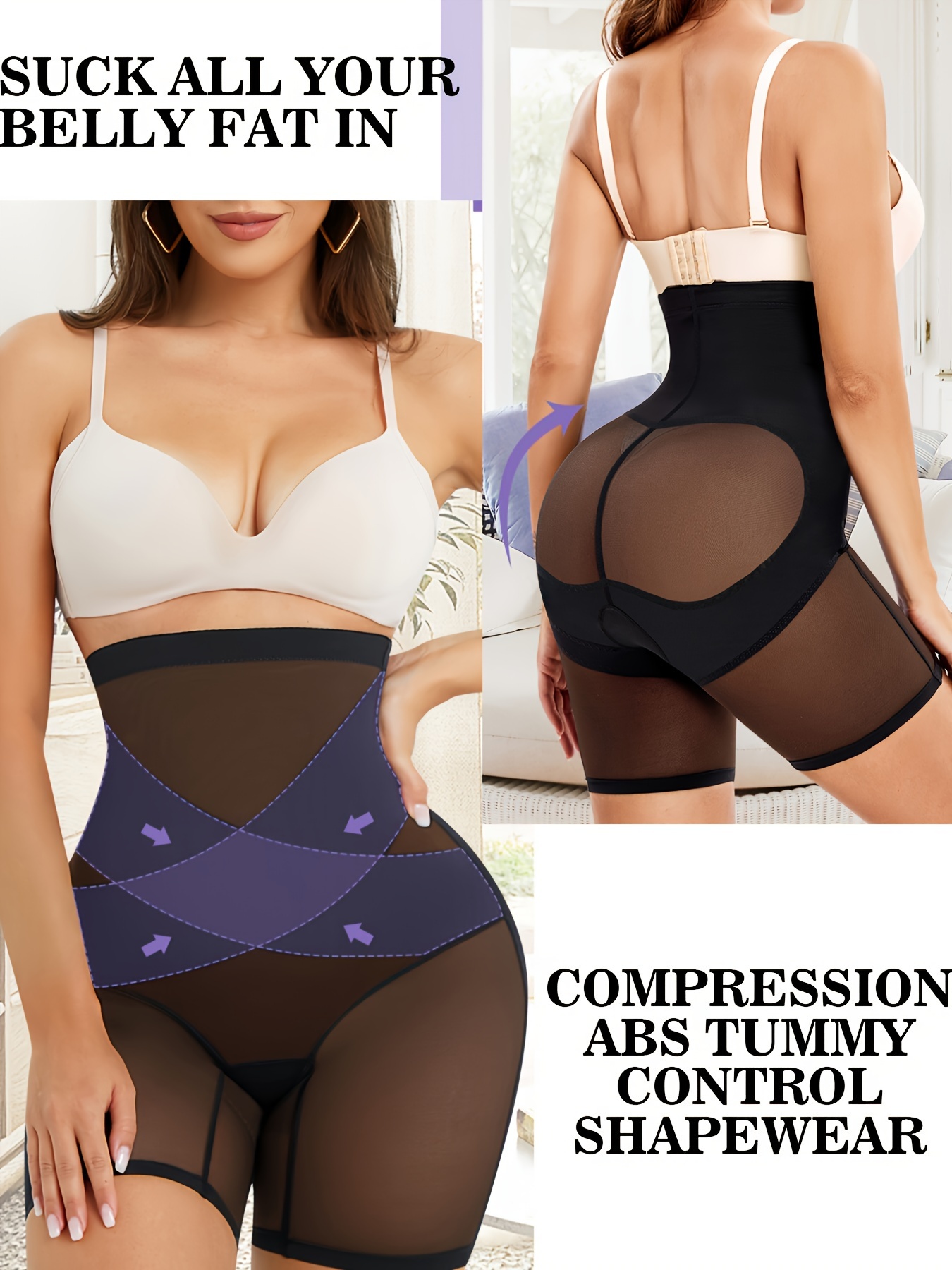 Cross Compression Women High Waist Panties Abs Shaping Briefs Belly Body  Shaper