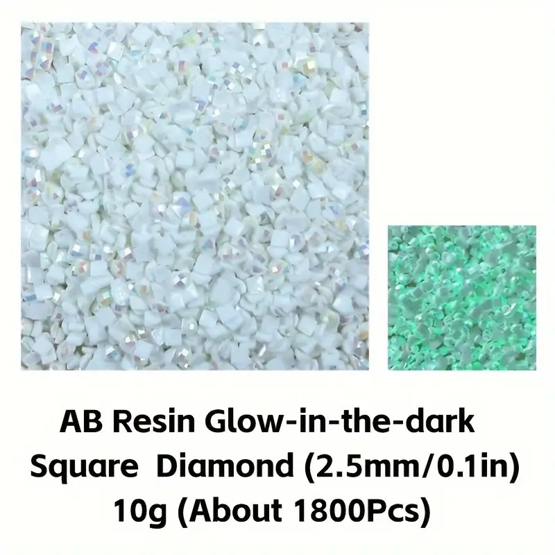 Ab] Resin Artificial Diamond Glow in the dark Round Square - Temu