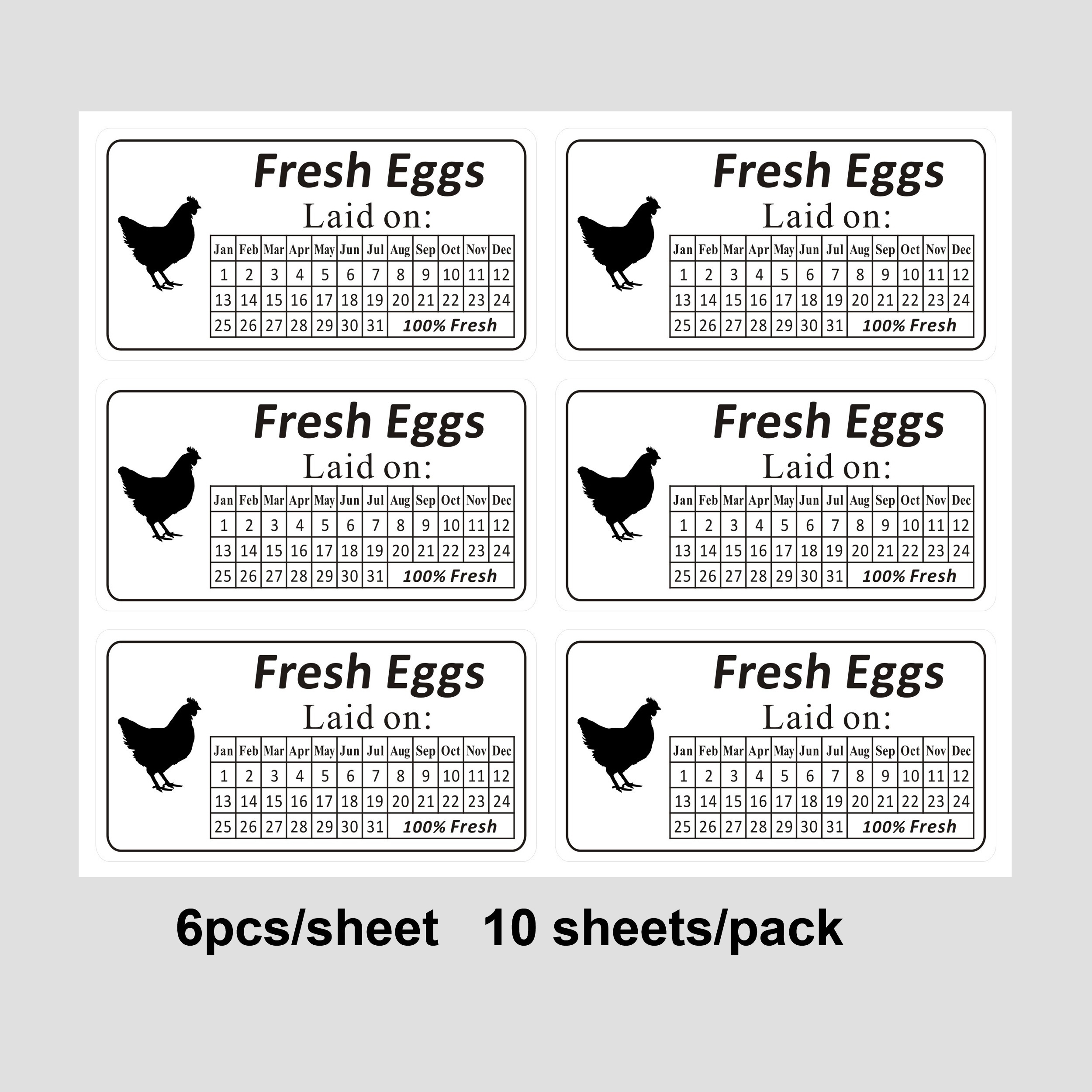 Farm Eggs Laid on Stickers Collected Date | 350 Pcs Roll | 2” Minimalist Kraft Paper Brown Handling Instructions Card for Egg Carton to Sell Label