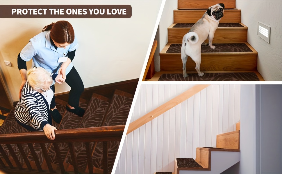 Evago 2 Pack/3 Pack Treppenstufen Teppich rutschfest Indoor, selbstklebende  Treppenläufer für Holzstufen, Treppenteppiche für Hunde Ältere und Kinder