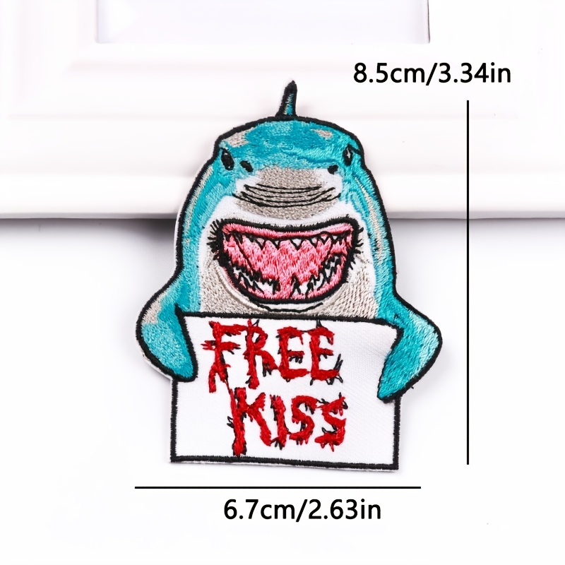 3pcs punk squalo/scimmia toppe sui vestiti FREE KISS ricamo patch fai da te  ferro sulle toppe per abbigliamento hippie animale patch distintivo giacca