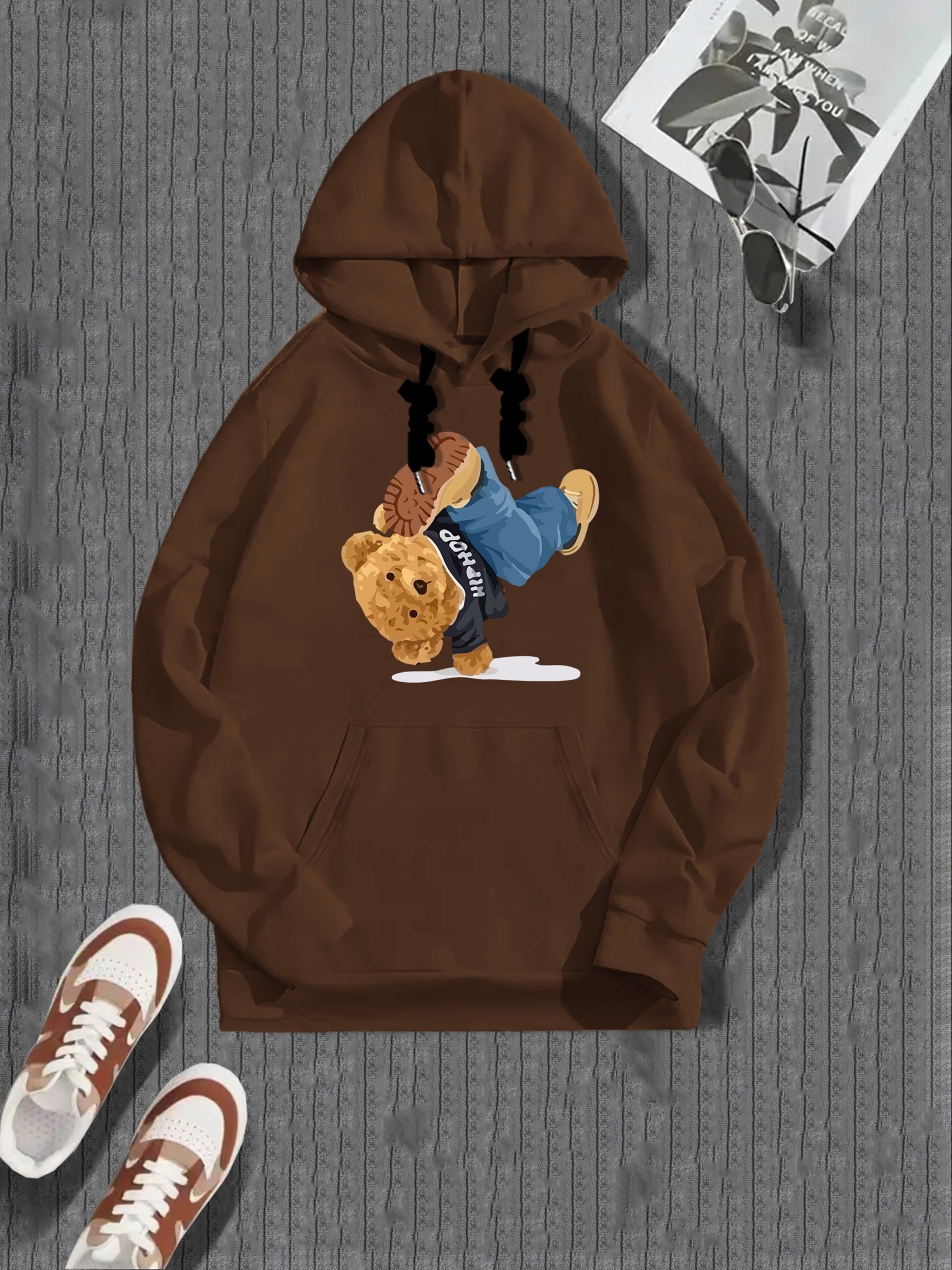 Stylish Teddy Bear Print Hoodie Cool Hoodies Men Men's - Temu